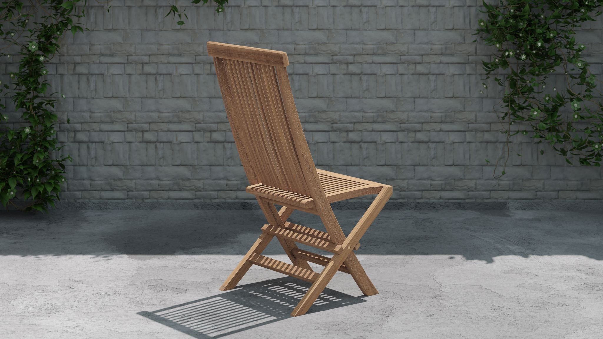 Lincoln Folding Teak Garden Dining Chair Rear Side View
