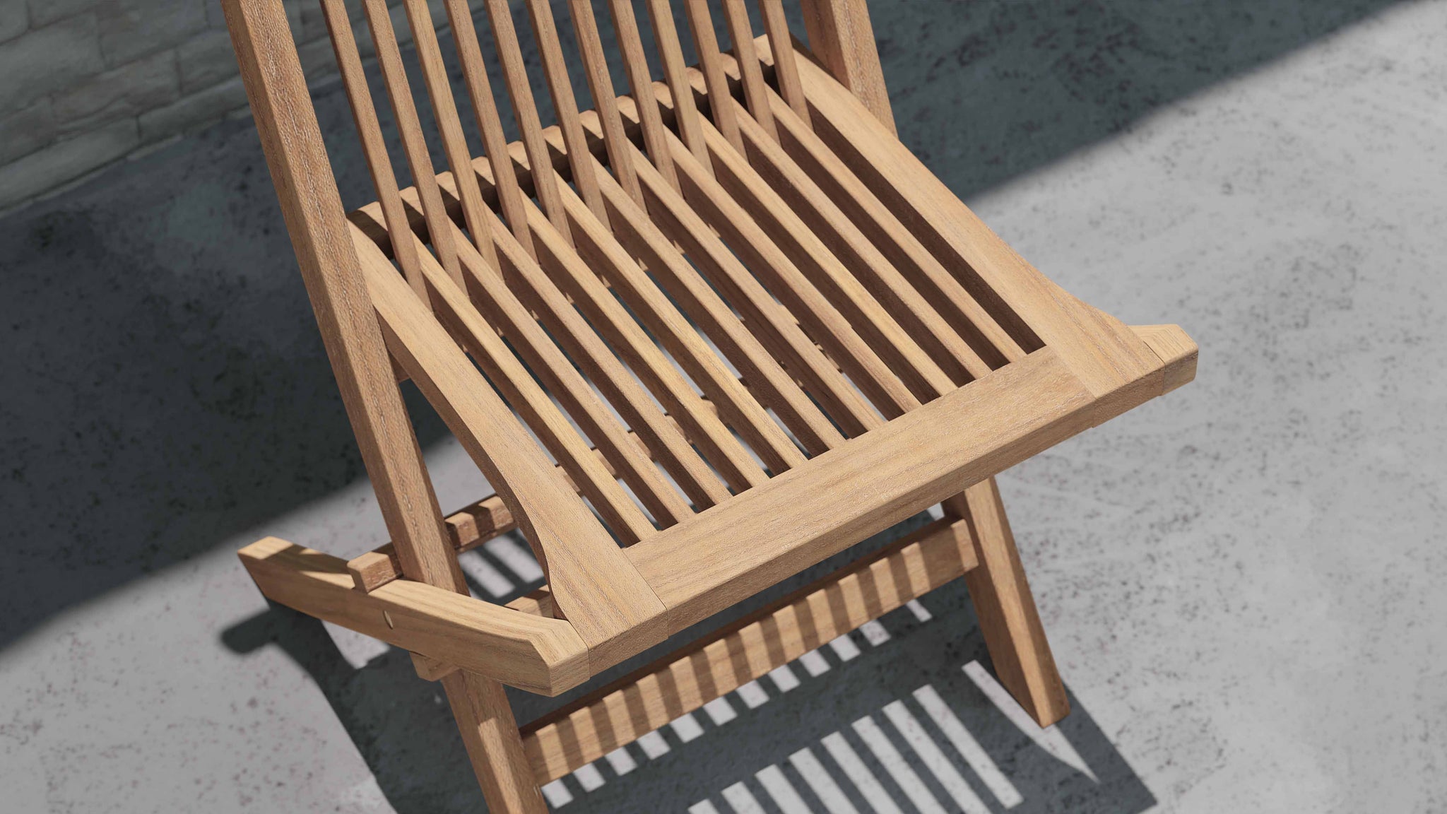 Lincoln Folding Teak Garden Dining Chair Detailed Image