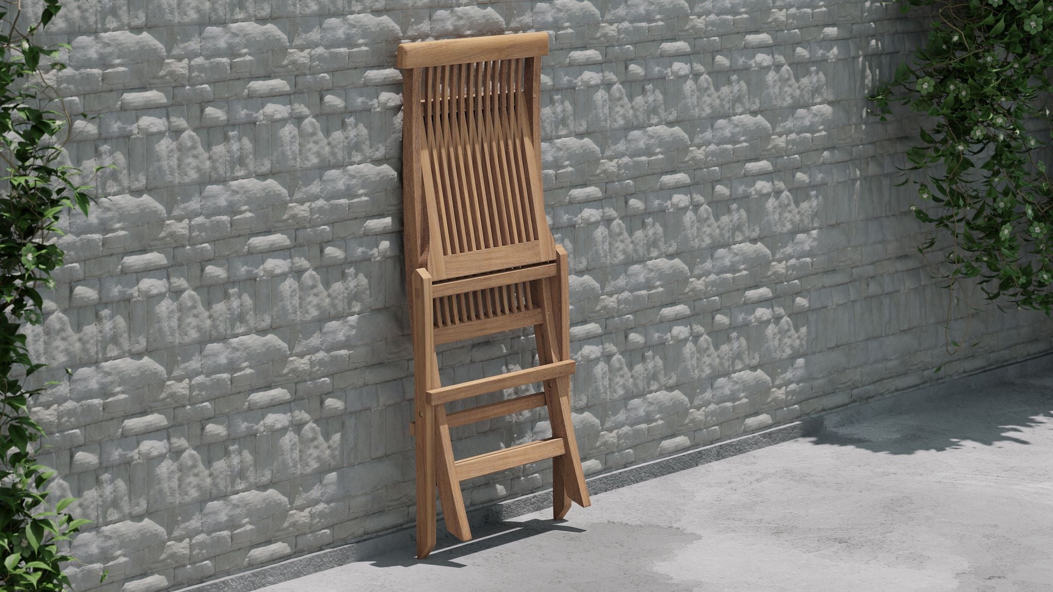 Lincoln Folding Teak Garden Dining Chair Shown Folded