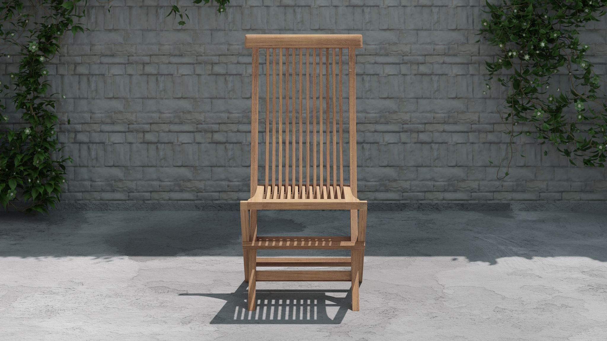 Lincoln Folding Teak Garden Dining Chair Front View