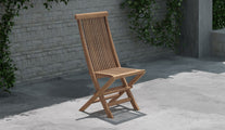 Lincoln Folding Teak Garden Dining Chair Front Side View