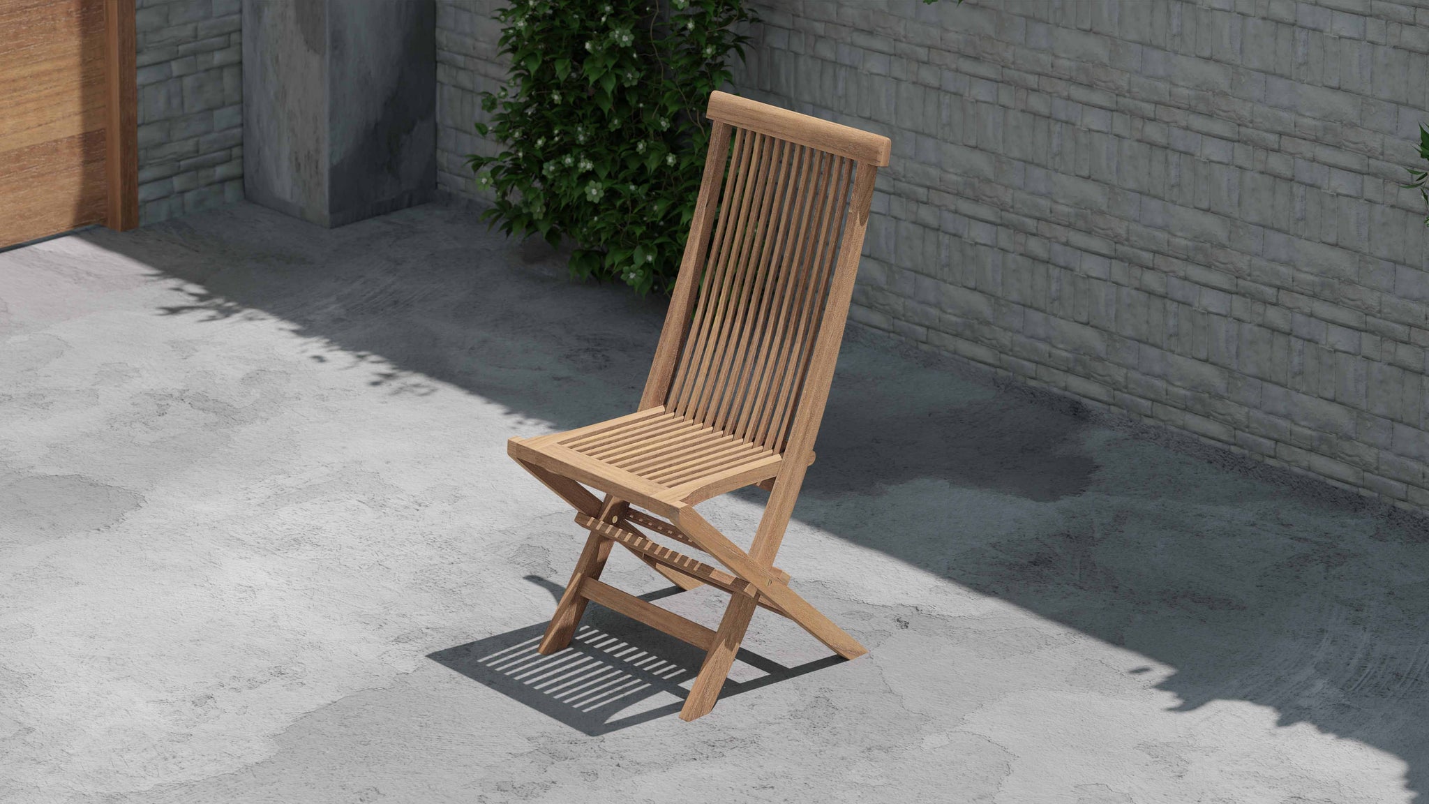 Lincoln Folding Teak Garden Dining Chair Overhead View