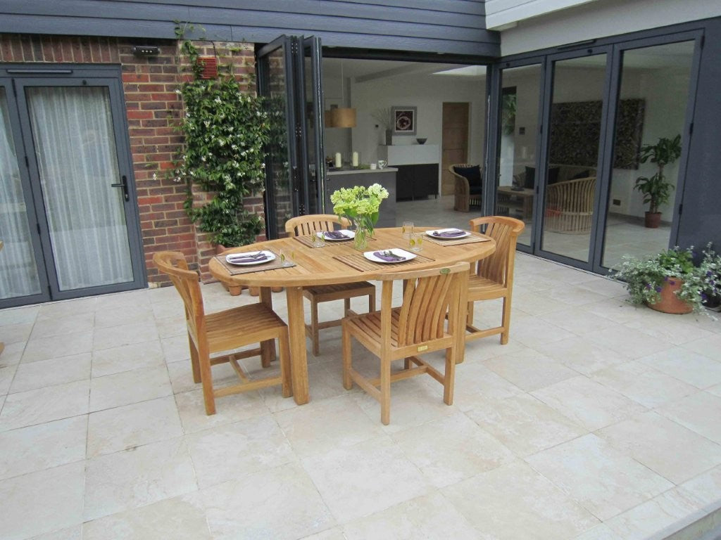 Teak Oval Garden Dining Table with Winchester Dining Chair Set