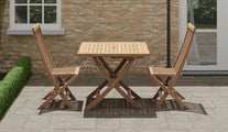 Square Teak Folding Table with  Lincoln Dining Chairs Side View