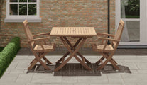 Teak Square Folding Table with Ripon Folding Carver Chairs Side View
