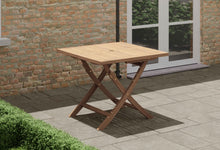 Square Folding Teak Garden Table Front Angled View