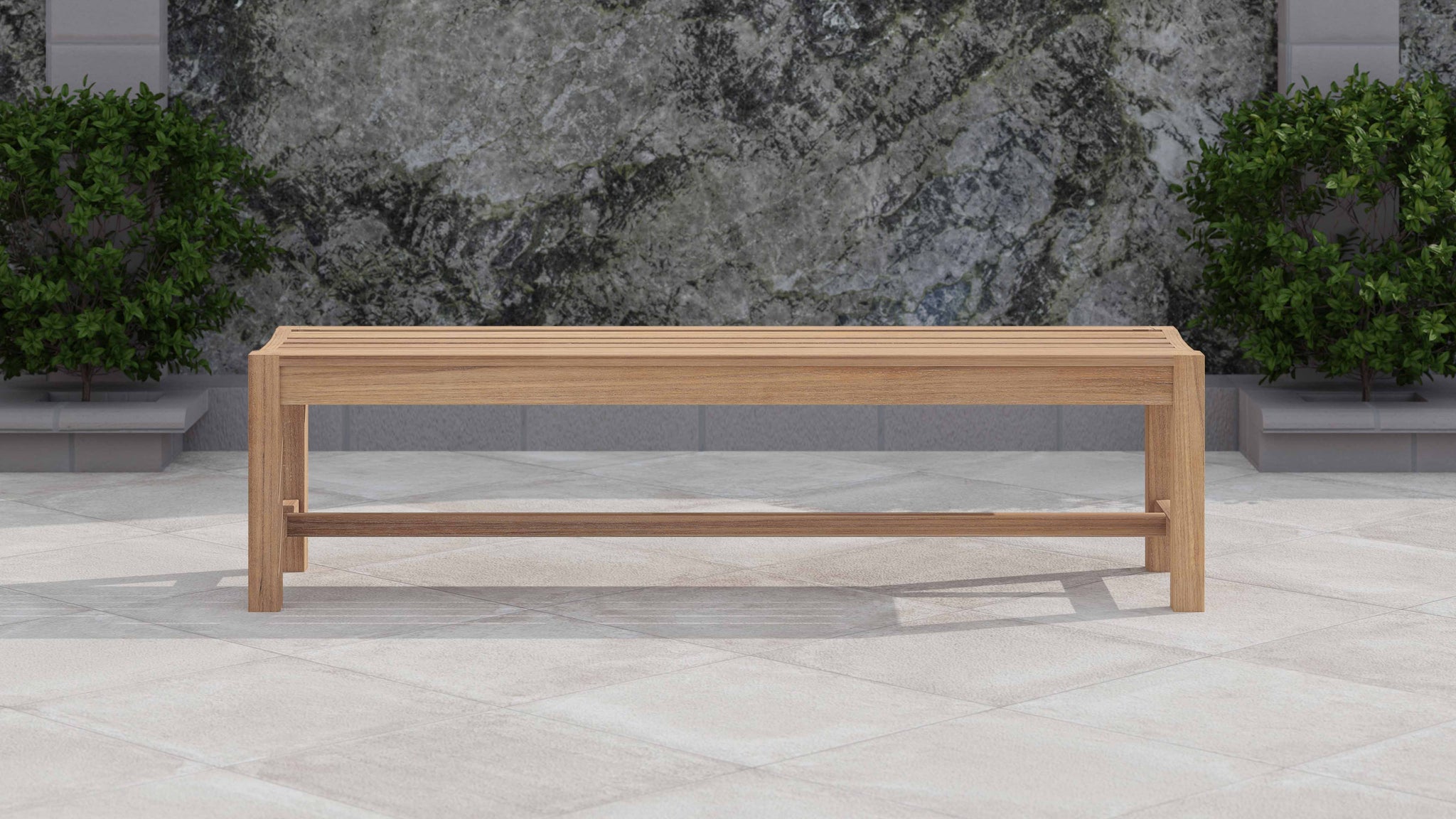 170cm Teak Backless Bench Front View