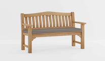 Hereford Teak Garden Bench with Light Grey Cushion