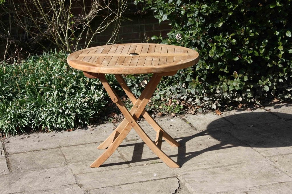 Round Folding Teak Garden Table
