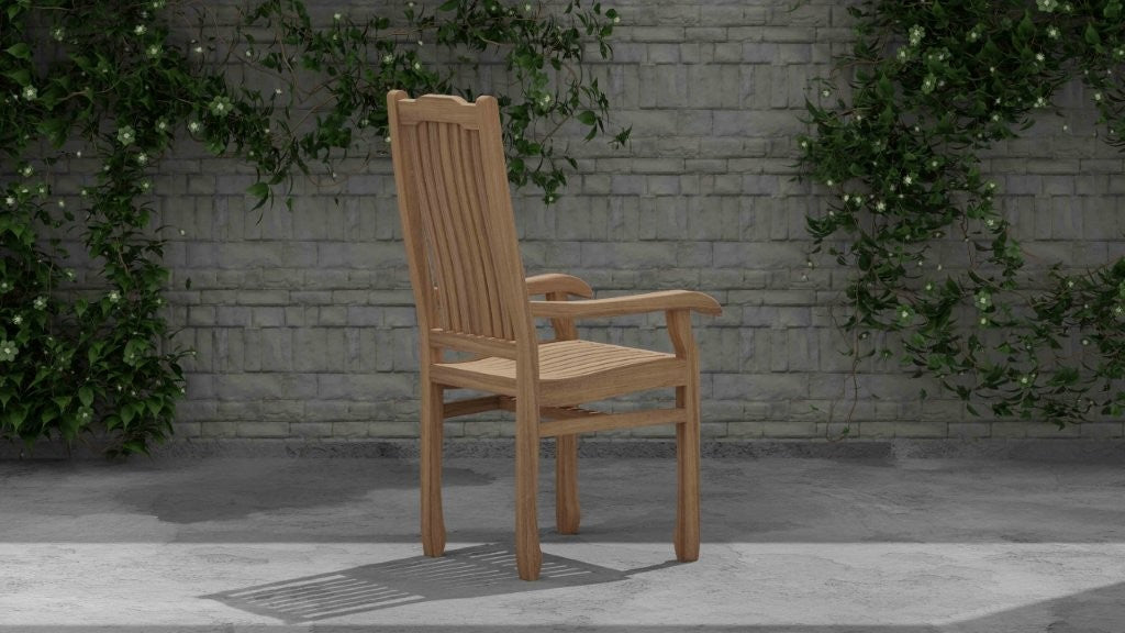 Kensington Teak Garden Carver Chair Rear Angled View