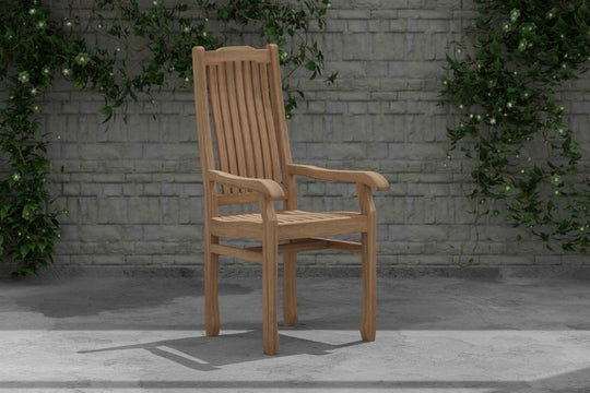 Kensington Teak Garden Carver Chair Front Angled View