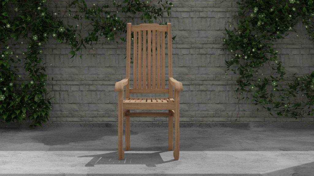 Kensington Teak Garden Carver Chair Front View
