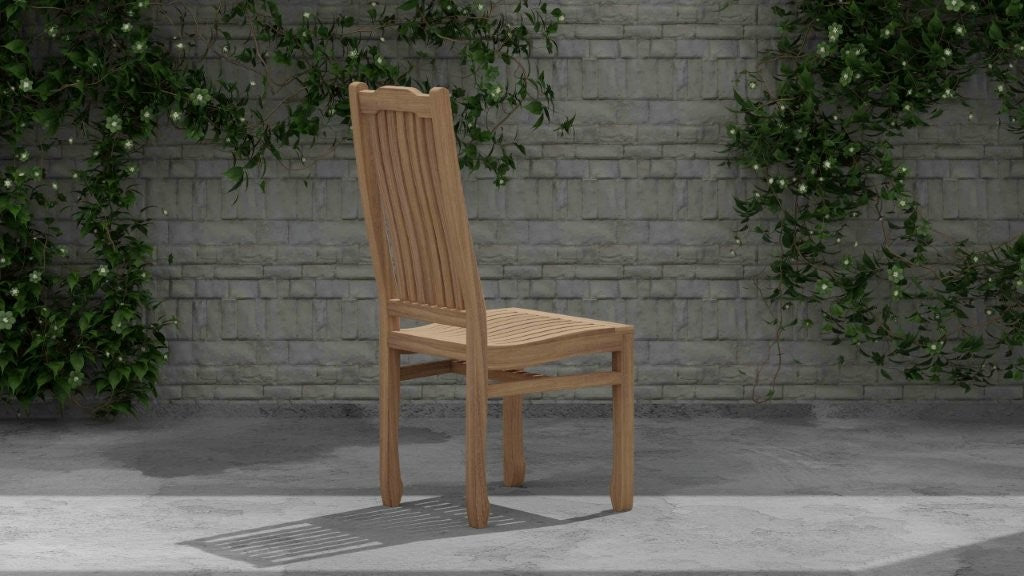 Kensington Teak Garden Dining Chair Rear Angled View