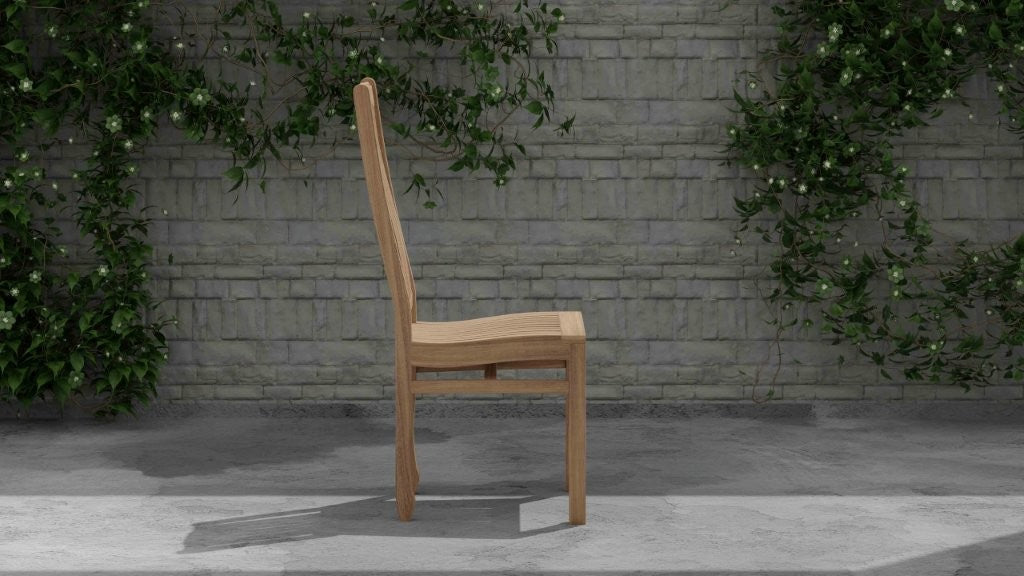 Kensington Teak Garden Dining Chair Side View