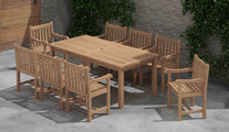 100x200cm Teak Fixed Rectangular Table With Salisbury Carver & Dining Chairs Overhead Perspective