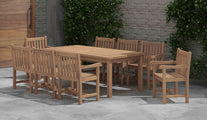 100x200cm Teak Fixed Rectangular Table With Salisbury Carver & Dining Chairs Front Angled View