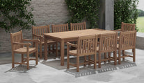 100x200cm Teak Fixed Rectangular Table With Salisbury Carver & Dining Chairs Alternative Front Angled View