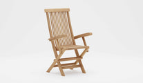 Lincoln Teak Garden Chair Carver with Arms Front Studio View