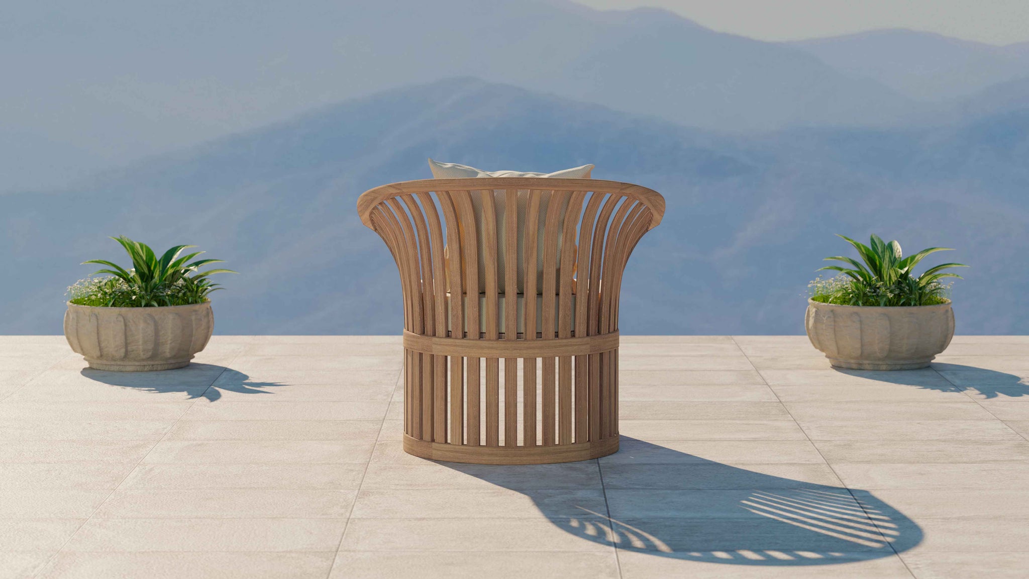 Ascot Teak Lounge Armchair with Cushions Rear View