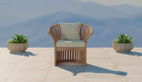 Ascot Teak Lounge Armchair with Cushions Front View