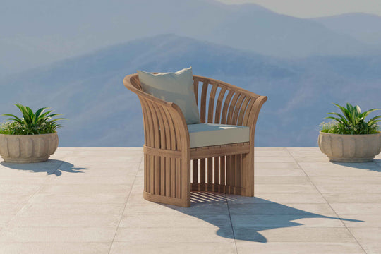 Ascot Teak Lounge Armchair with Cushions Front Angled View