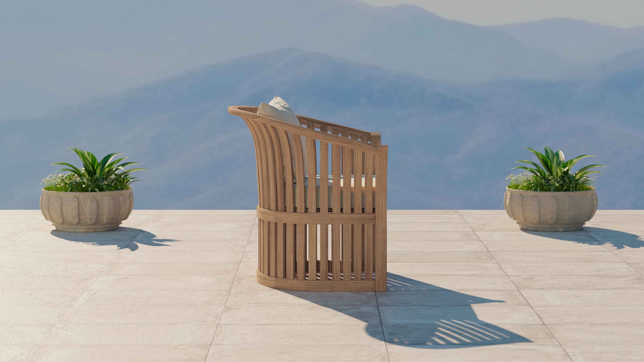Ascot Teak Lounge Armchair with Cushions Side View