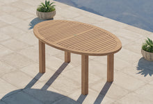 Teak Oval Garden Dining Table Overhead Perspective