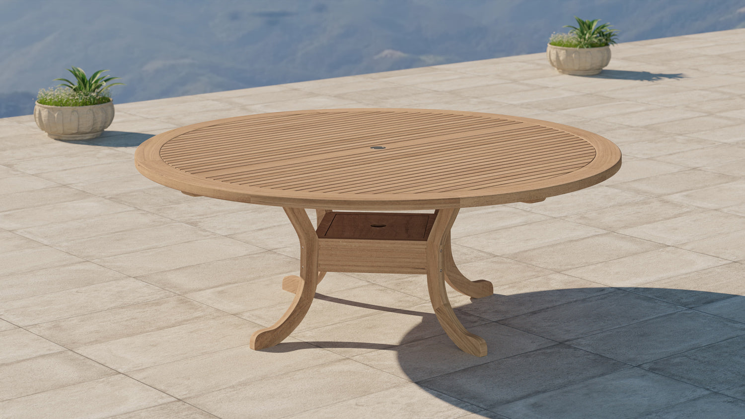 210cm Diameter Teak Round Pedestal Table