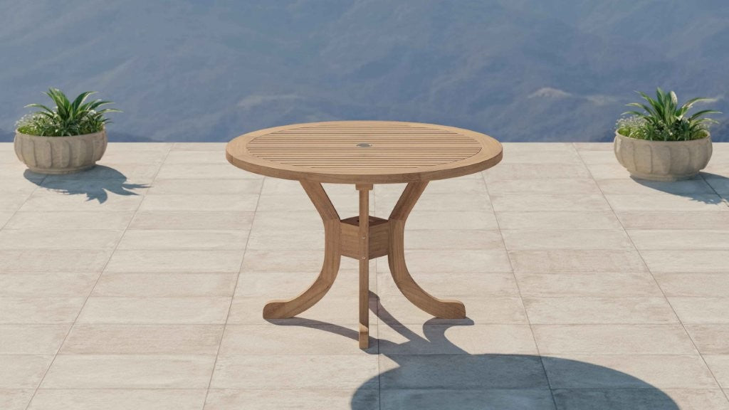 Teak Pedestal Garden Table 120cm