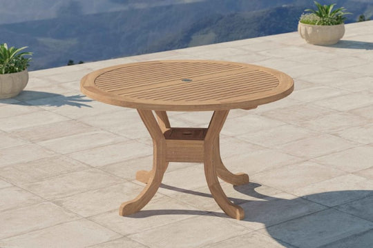 Teak Pedestal Garden Table 135cm