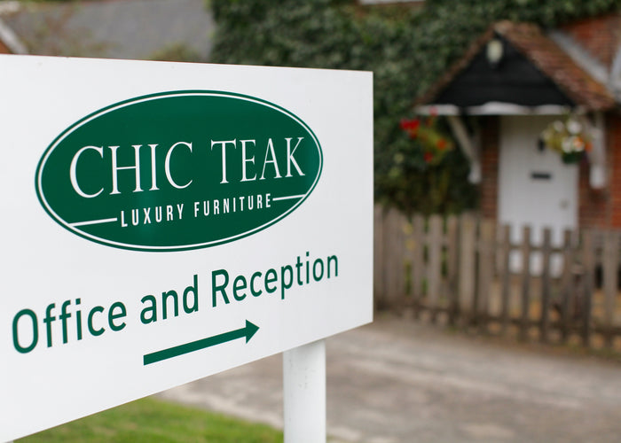 Chic Teak office and reception signage