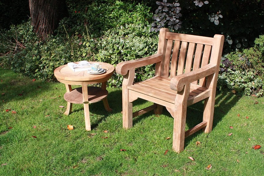 Salisbury Teak Garden Lounge Chair with Round Side Table