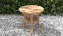 Teak Round Side Table Overhead Perspective