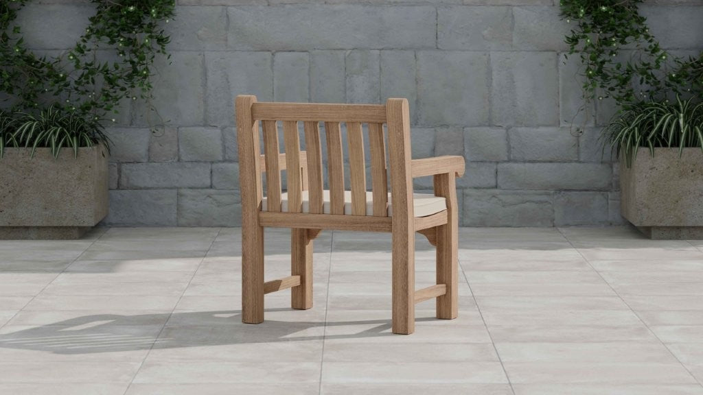Salisbury Teak Garden Lounge Chair Rear Angled View (cushion shown is an optional extra)