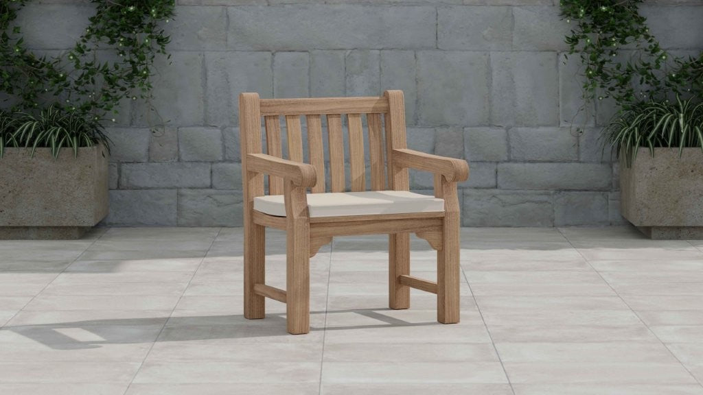 Salisbury Teak Garden Lounge Chair Front Angled View (cushion shown is an optional extra)