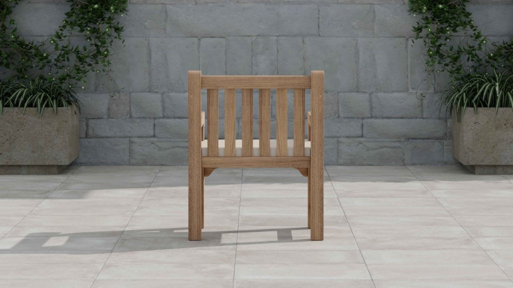 Salisbury Teak Garden Lounge Chair Rear View (cushion shown is an optional extra)