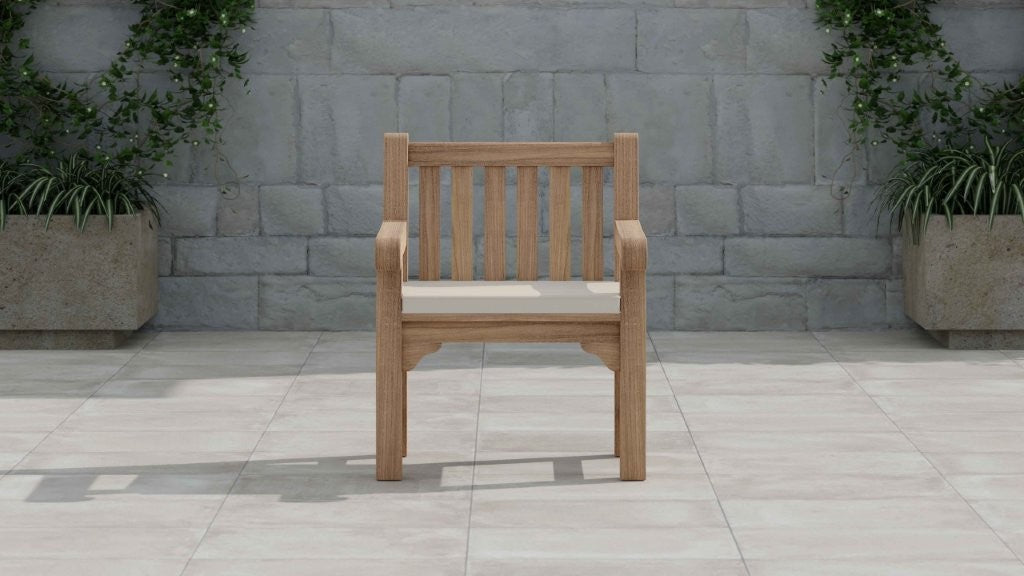 Salisbury Teak Garden Lounge Chair Front View (cushion shown is an optional extra)