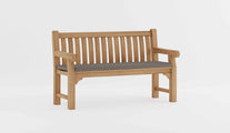 Salisbury Teak Garden Bench with Light Grey Cushion