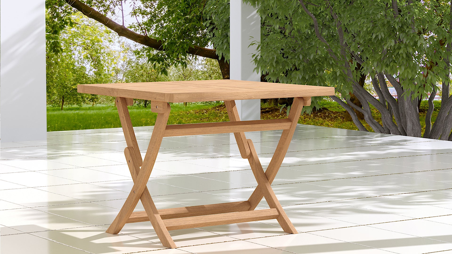 Rectangular Folding Teak Garden Table 80 x 100cm - no parasol hole