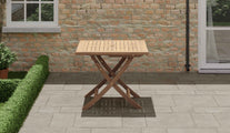 Square Folding Teak Garden Table Side View
