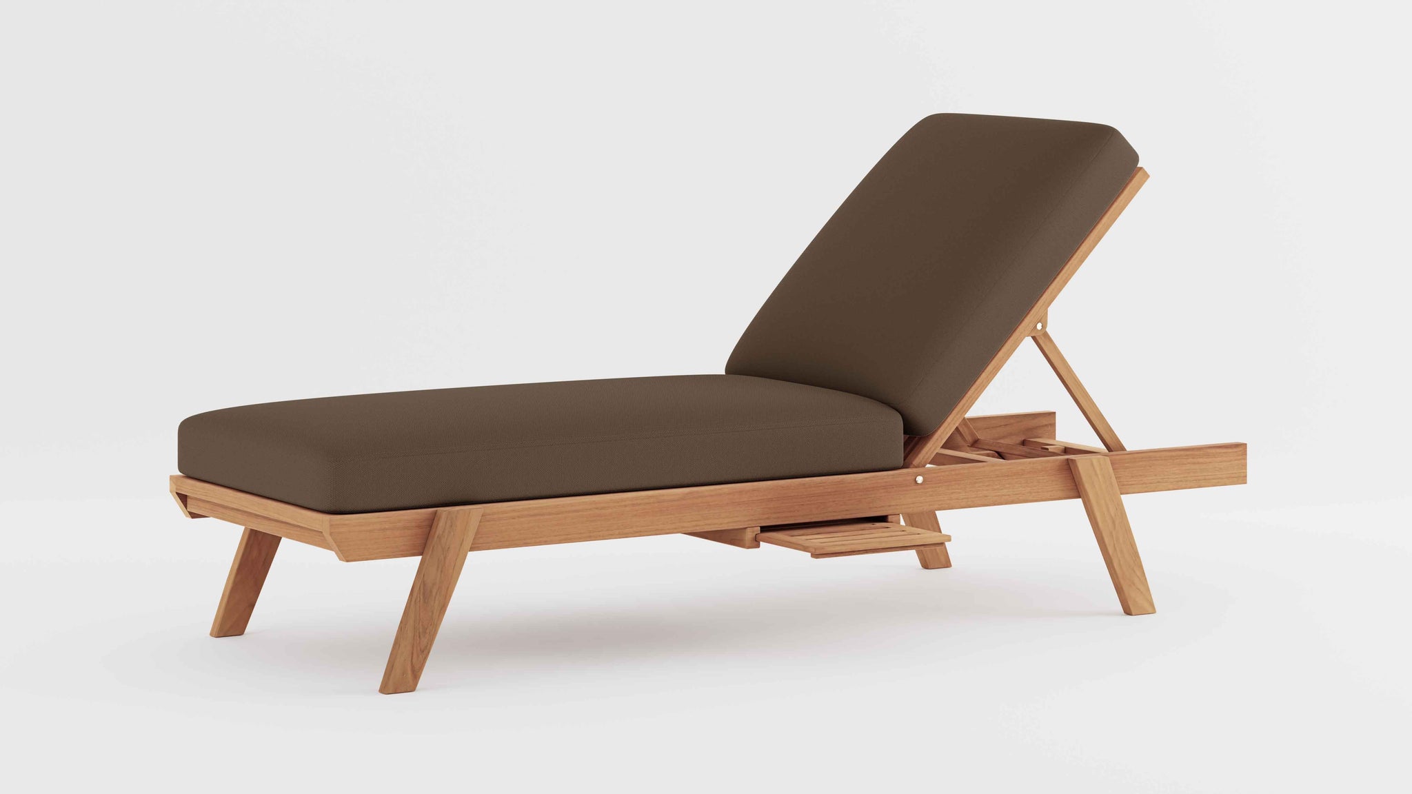 Teak Stacking Lounger with Taupe Cushion & Optional Pull Out Tray
