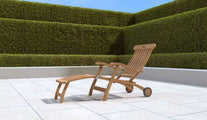 Teak Steamer Chair With Wheels Side View