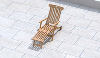 Teak Steamer Chair With Wheels Overhead Perspective