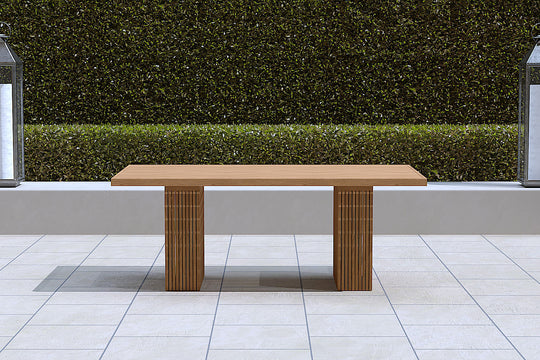 100 x 200cm Mayfair Contemporary Teak Dining Table Front View