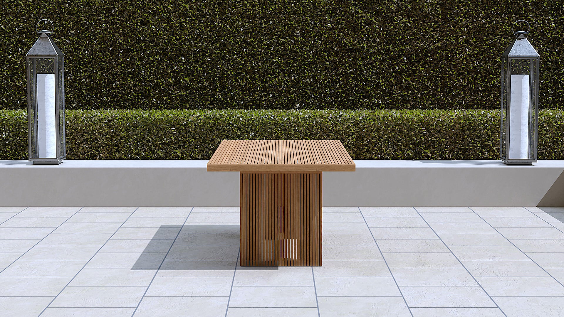 100 x 200cm Mayfair Contemporary Teak Dining Table End View