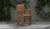 Wells Teak Stackable Garden Carver Chair Showing Three Stacked