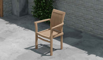Wells Teak Stackable Garden Carver Chair Overhead Perspective