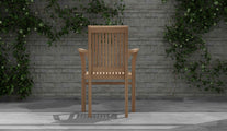 Wells Teak Stackable Garden Carver Chair Rear View