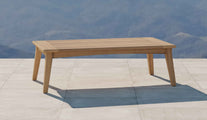 The Windsor Teak Rectangular Coffee Table Front Angled View