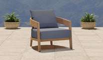 Windsor Teak Lounge Armchair Featuring Our Paris Range - Seat & Back Cushion in Cornflower